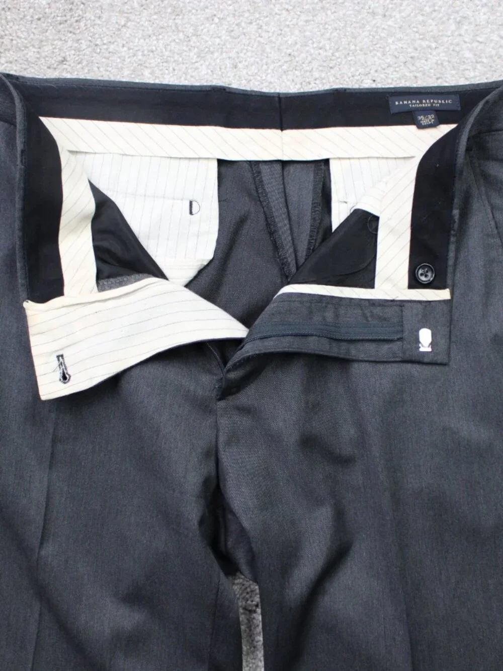 Banana Republic Pants Mens 35x30 Gray Tailored Fit Wool Flat Front Acetate Lined
